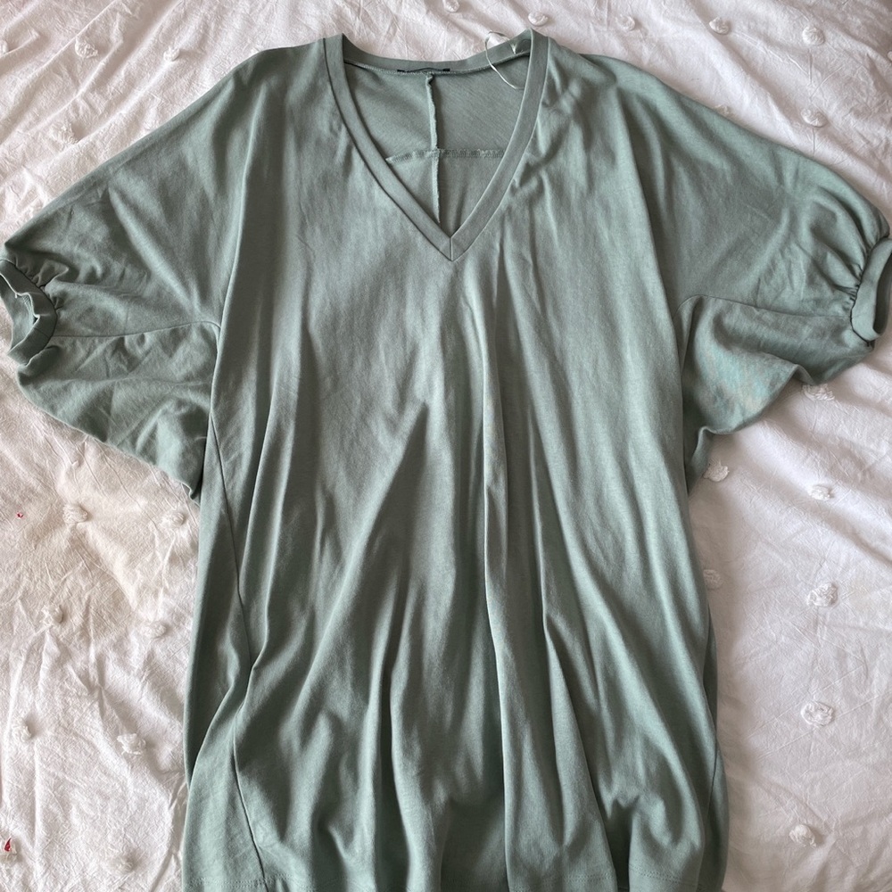 Zara Sage Green Oversized T-Shirt Dress